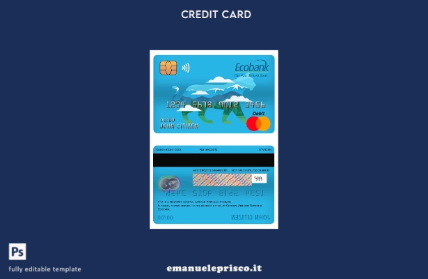 modello di carta di debito principale Ecobanca della Repubblica Centrafricana in